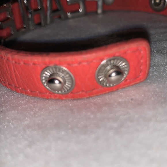 Pink BCBGeneration Leather Bracelet with Silver Tone Letters - Picture 4 of 4